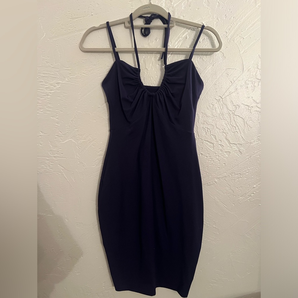 Susana Monaco U Gathered Double String Black Dress - image 3